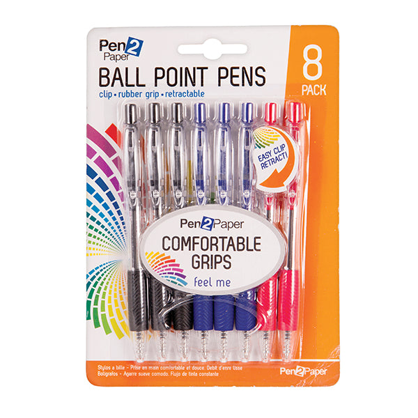 PENS BALL POINT W/SOFT GRIP 8PK image 0