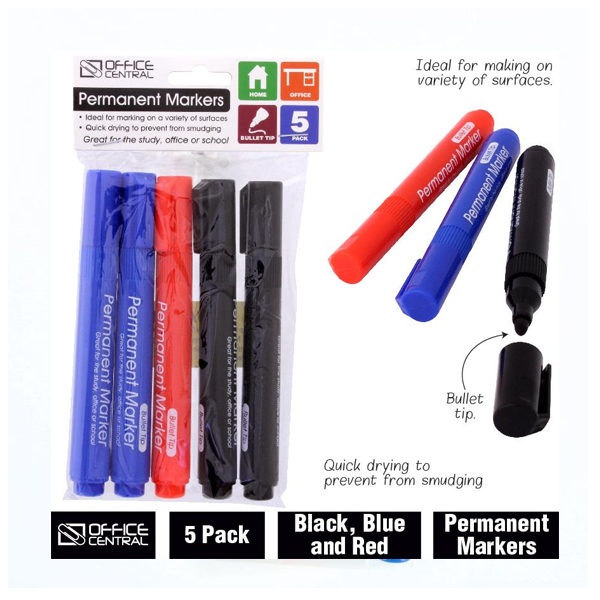 Markers Permanent (Black. Blue & Red) 5pk image 0