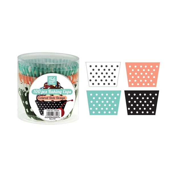 Baking Cups- Coloured Dot 120mm 100's image 0