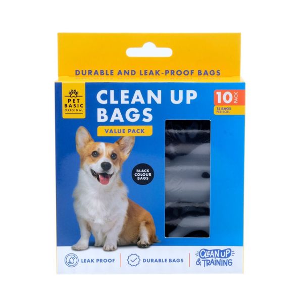 Dog Clean Up Black Refill Bags Value Pack 10 Rolls 15pcs Bag(30x14) image 0