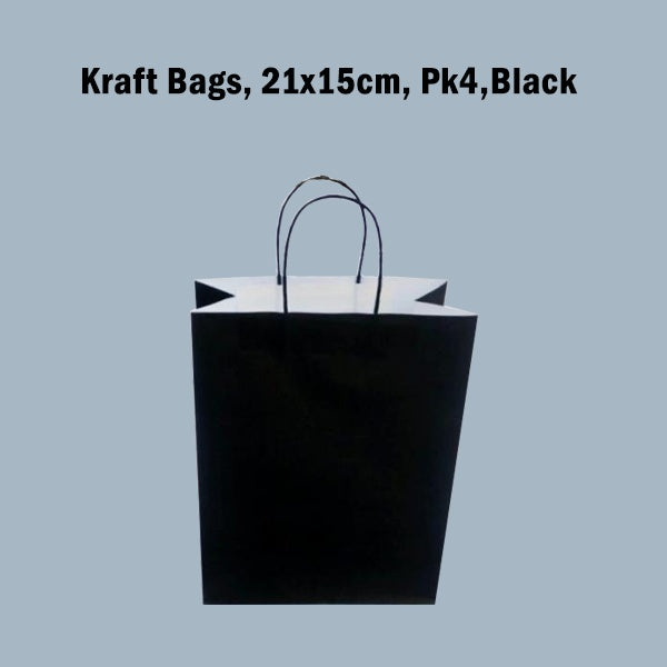 Kraft Bags, 21x15cm, Pk4,Black image 0