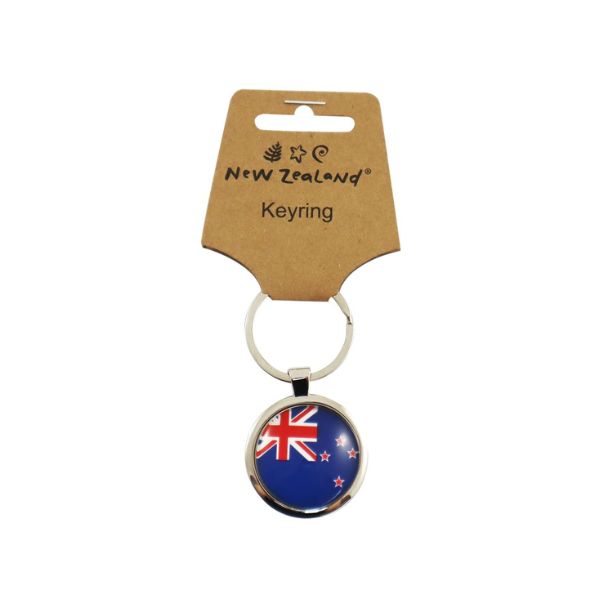 Keyring Dome NZ Flag 35mm dia. image 0