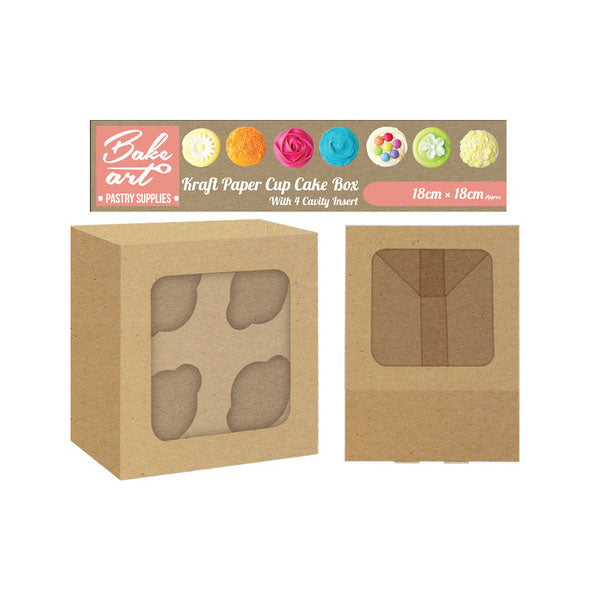 Kraft paper Cup Cakes Box Holding 4 Cakes image 0