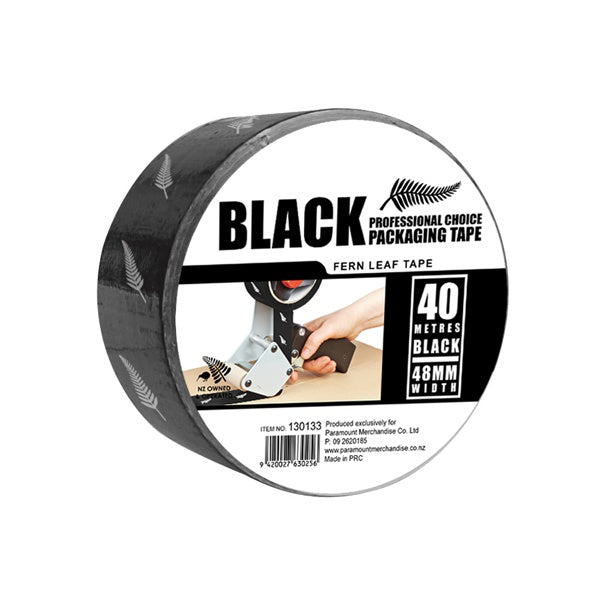 BLACK Packaging Tape With Fern Printed 45mic*48mm*40m image 0