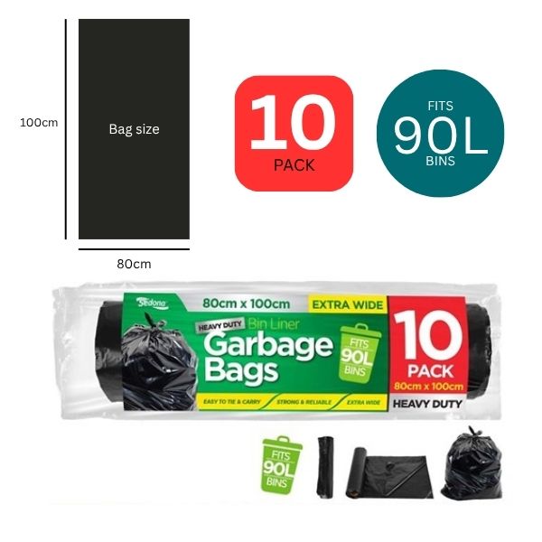 10pk Bin Liner Garbage Bag 80x 100cm 90L image 0