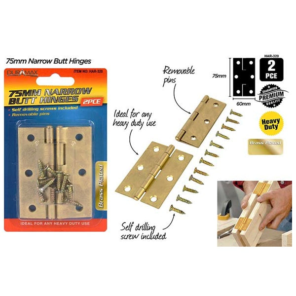 2pce Brass Hinge 75mm image 0