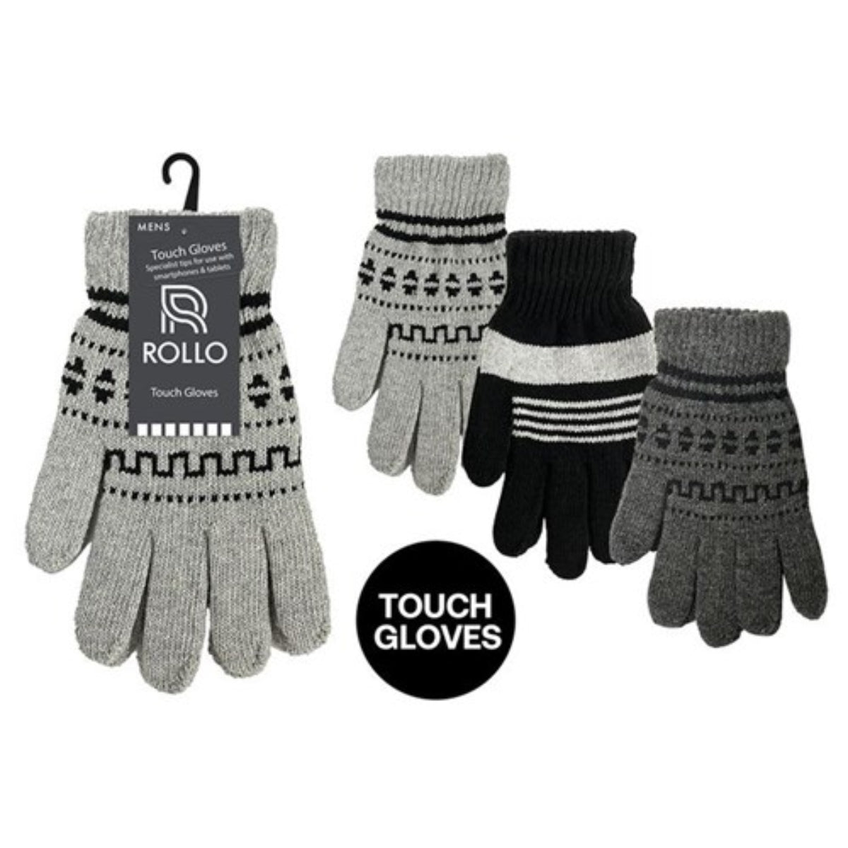 1Pair Men Striped KnittedTouchGloves