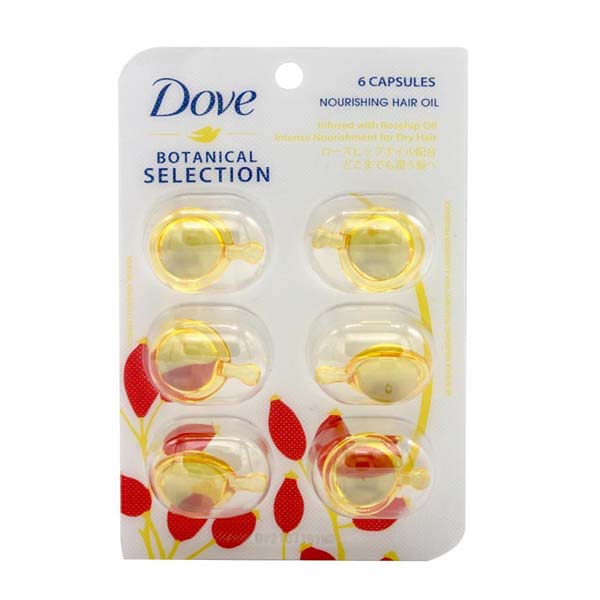 DOVE PK6 X 1mL BOTANICAL SELECTION NOURISHING HAIR OIL INFUSED WITH ROSEHIP OIL image 0