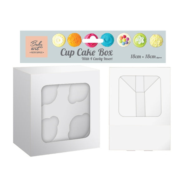 Plain White Cup Cakes Box Holding 4 Cakes image 0