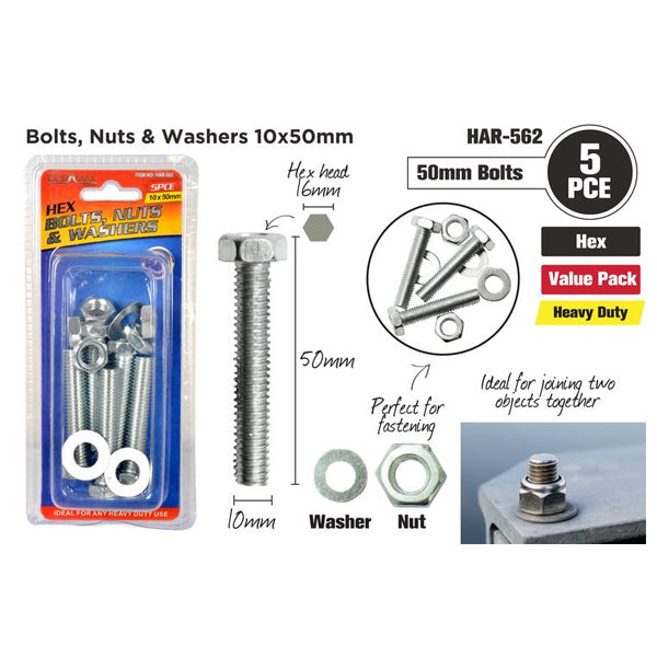5set Nuts&Bolts&Washer 10x50mm image 0