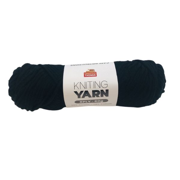 8PLY Knitting Yarn - 80G(BLACK) image 0