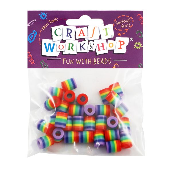Craft Beads Rainbow Cylinder 1cm 30pc image 0