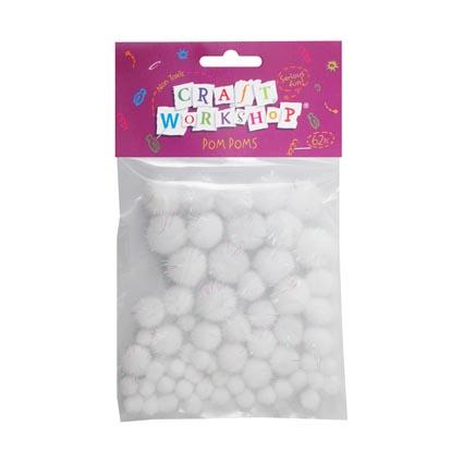 Craft Pom Poms White Glitter 62pc image 0