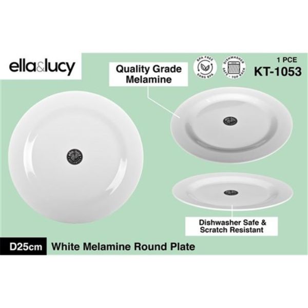 1Pce Melamine White Round Plate 25cm image 0