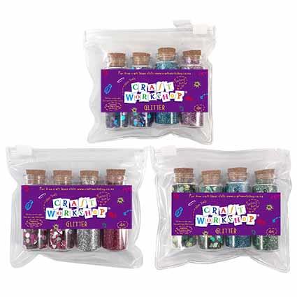 Craft Glitter Bottles 4pc 3asst image 0