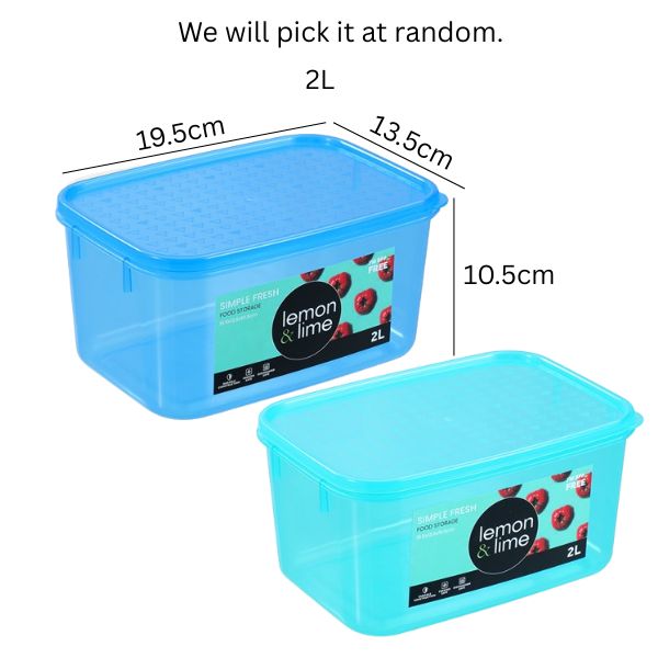 SIMPLE FRESH FOOD CONTAINER 2L 19.5X13.5X10.5CM 2 ASSTD image 0