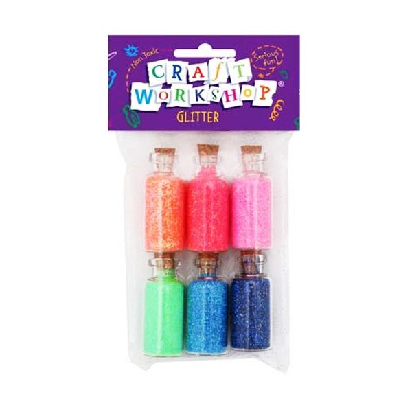 Craft Glitter Bottles 6pc Neon image 0