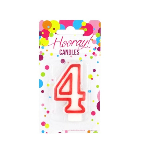 Candle Number 4 Red/White 7.5cm BC image 0