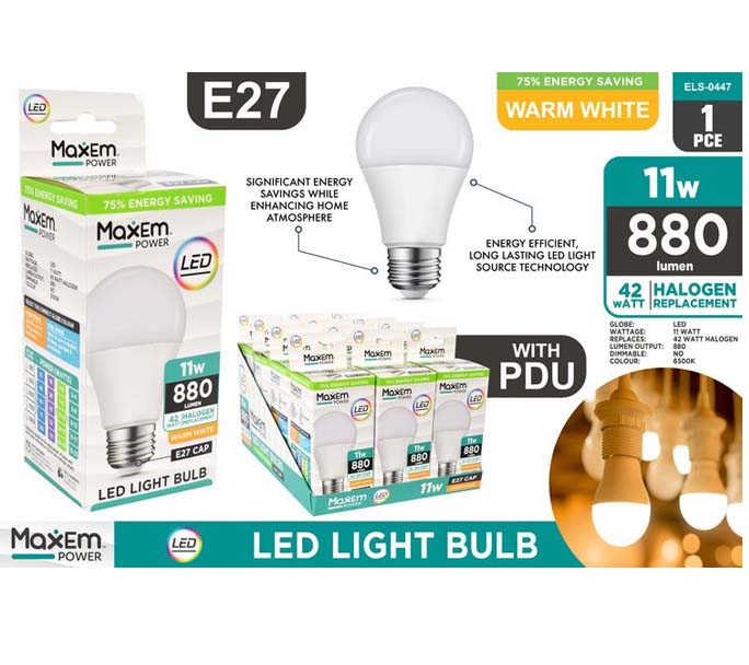 1pce 11W LED Light Warm White E27 image 0