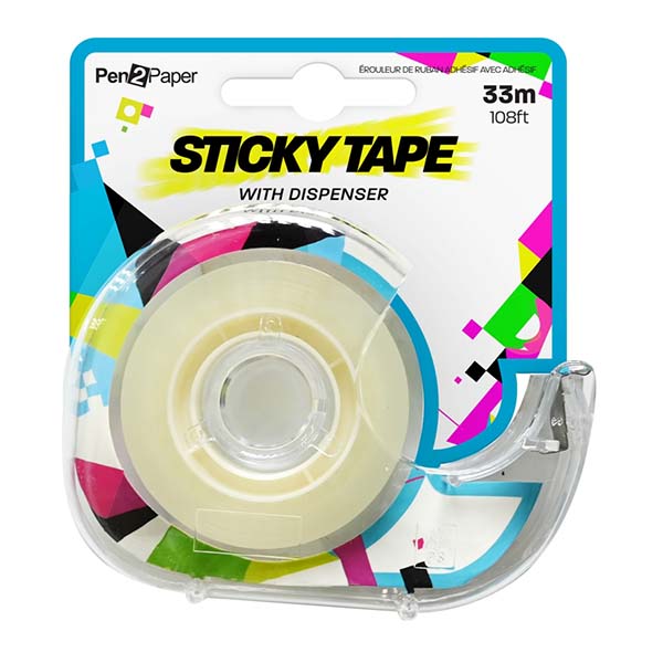 Sticky Tape 33m Roll W/Dispenser image 0