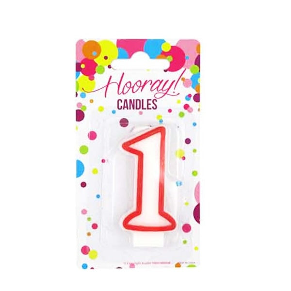 Candle Number 1 Red/White 7.5cm BC image 0