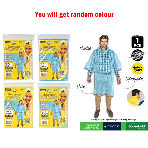 1pce Emergency Poncho-4-Col-Lightweight image 0