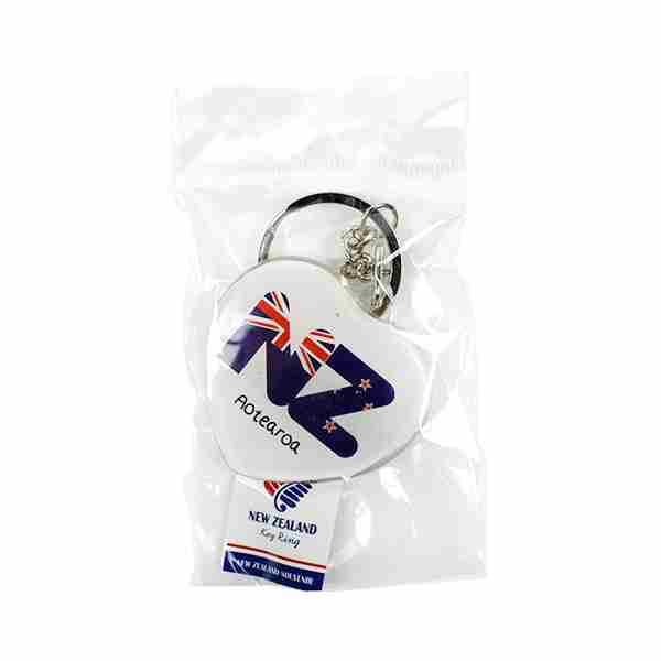 Souvenir KeyRing - Acrylic Heart NZ w Flag Design image 0