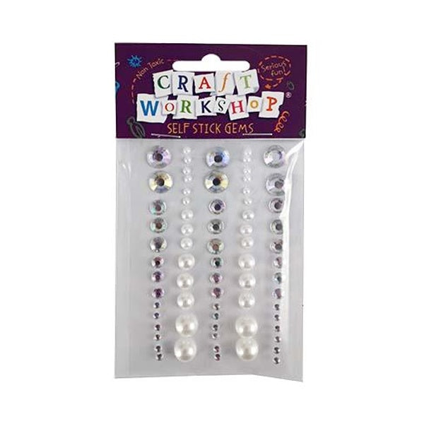 Craft Self Stick Gems Pearl&Silver image 0