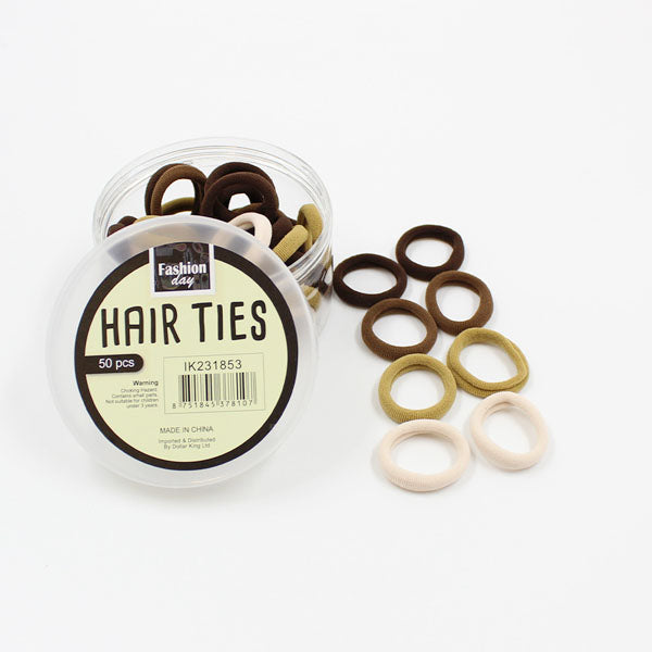 Hair Bands in a TUB 50pc 2.5cm - Brown MIX image 0
