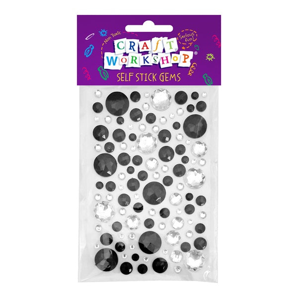 Craft Self Stick Gems Black+Clear image 0