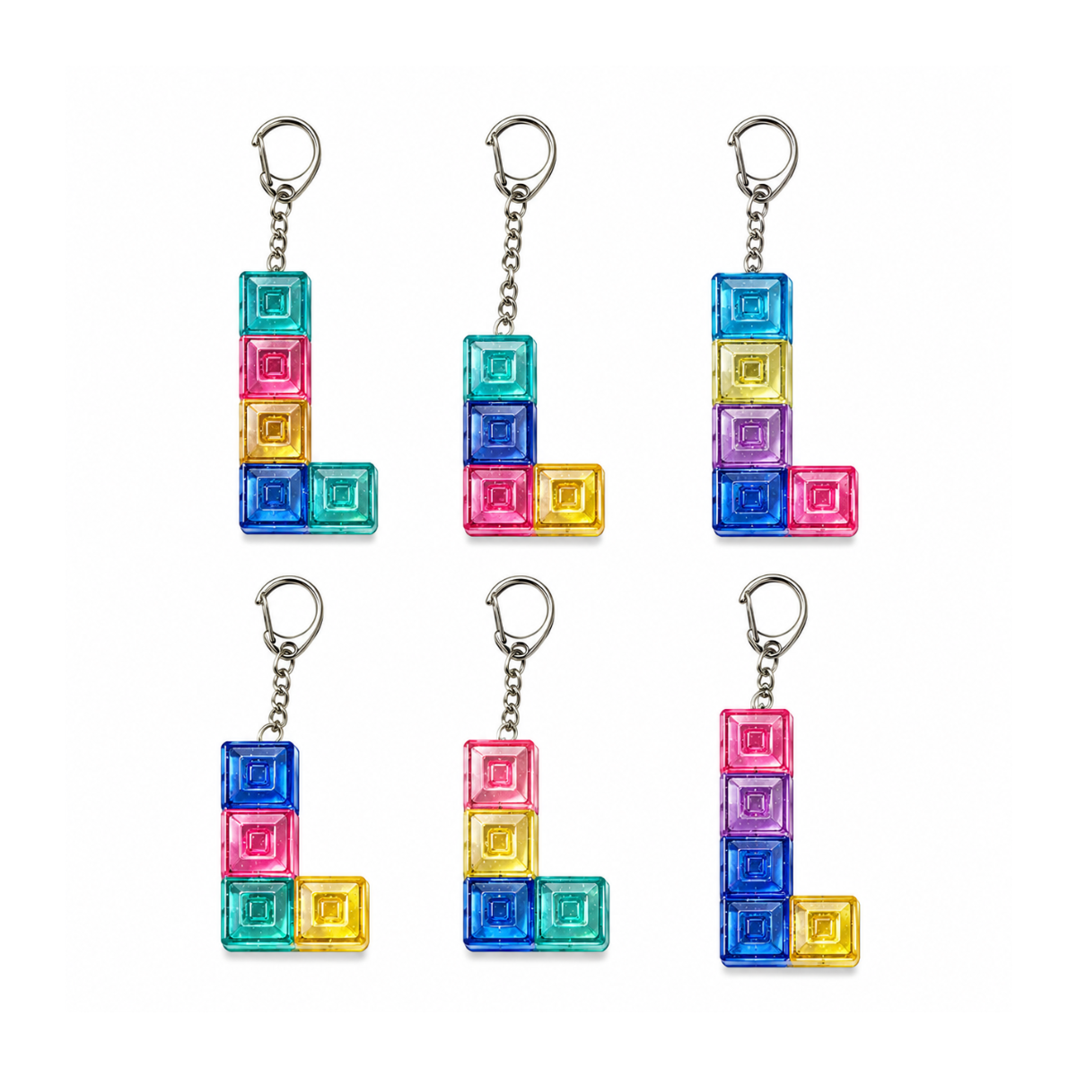 4 Keycap Fidget Keychain with LED Lit - Asst