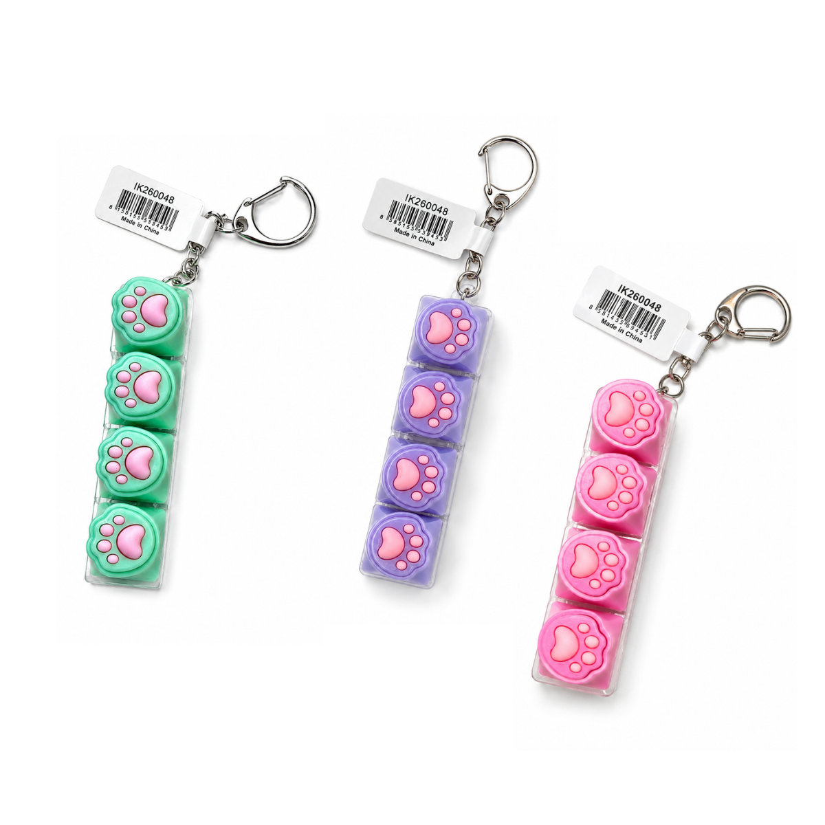 4 Keycap Fidget Keychain with LED Lit - Cat Paw