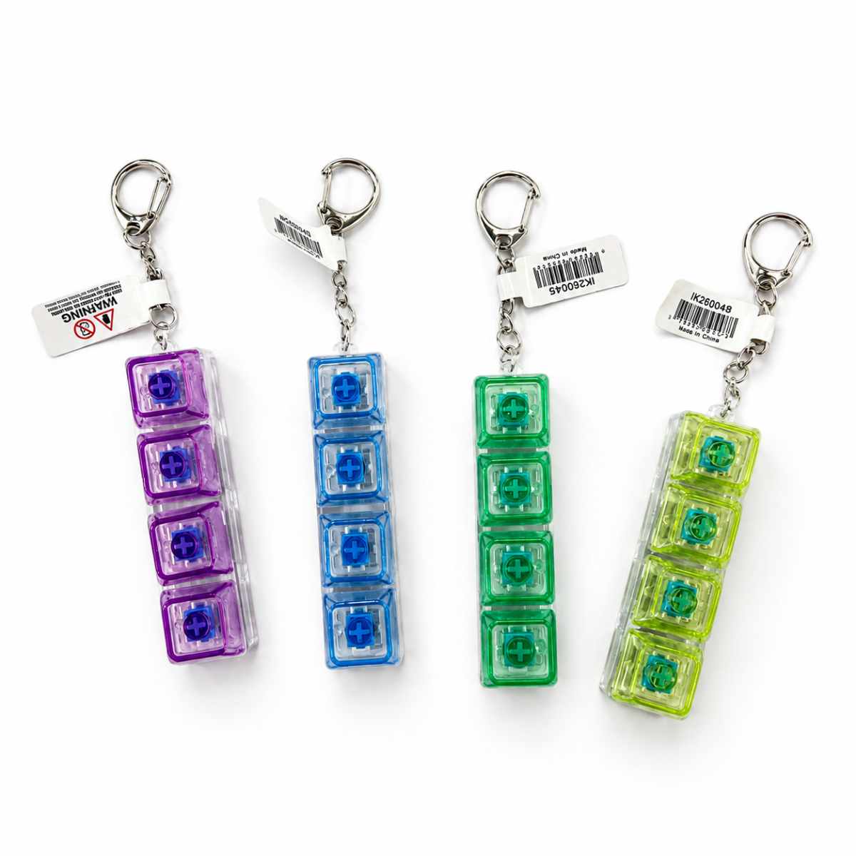 4 Keycap Fidget Keychain with LED Lit - Clear