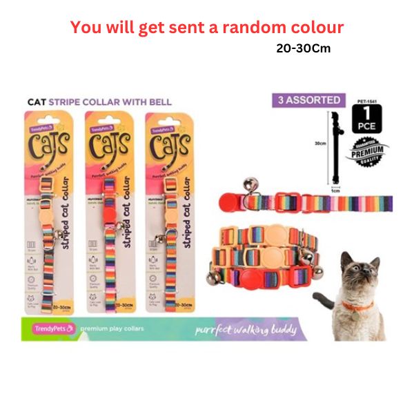 2Pc Cat Collar Stripe Des 20-30Cm 3Asst image 0