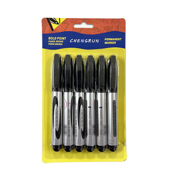 6PC Permanent Markers - Black Only image 0