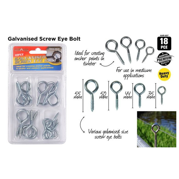 18pce Assorted Screw Eyes image 0