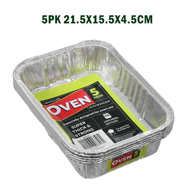 FOIL TRAY 5PK RECTANGLE 21.5X15.5X4.5CM SHELF READY PDQ image 0