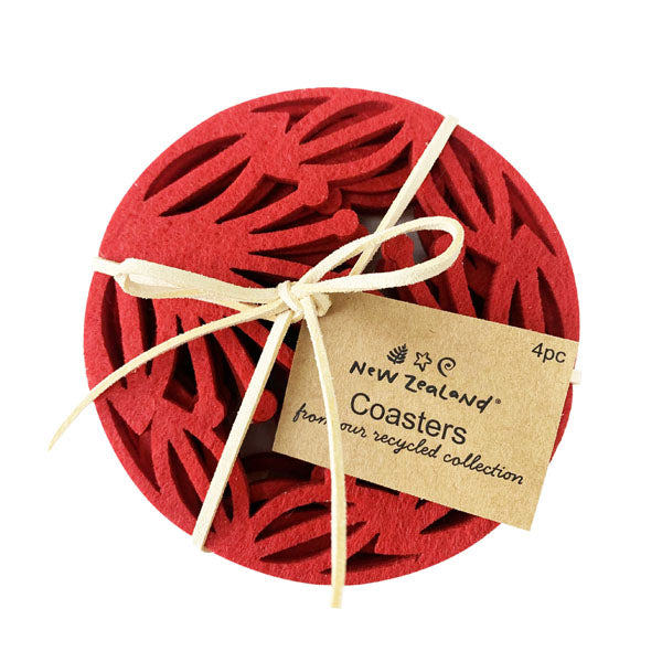 NZ RPET Felt Coaster Pōhutukawa 4pc image 0