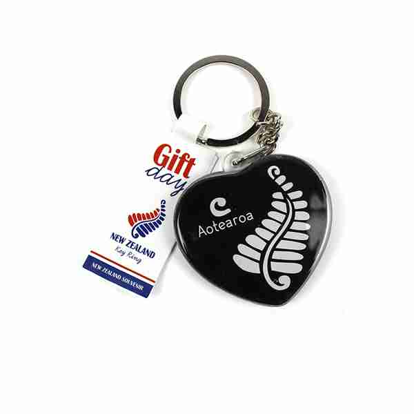 Souvenir KeyRing - Acrylic Heart Black Fern image 0