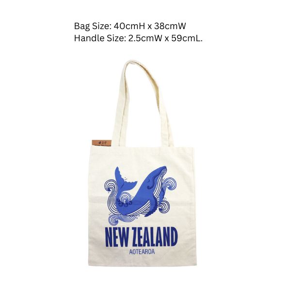 Cotton Tote Bag NZ Whale 40cm image 0