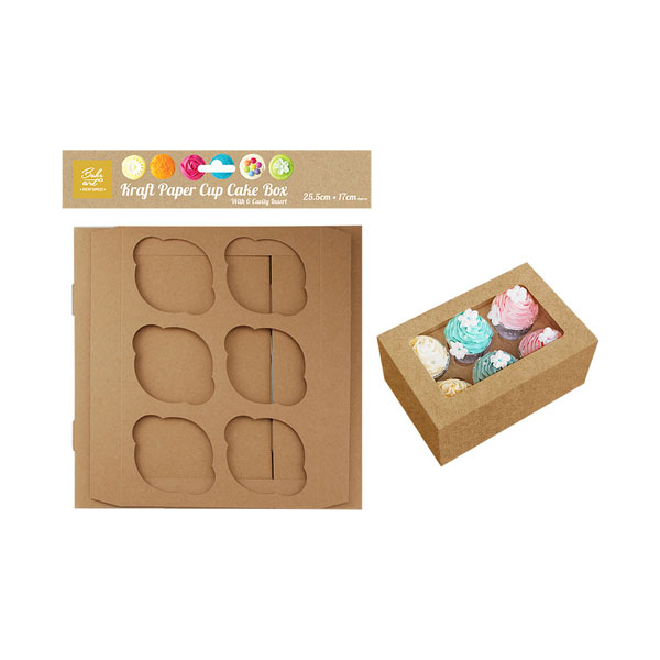 Kraft Paper Cup Cakes Box Holding 6 Cakes image 0