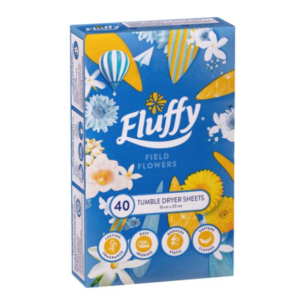 FLUFFY PK40 TUMBLE DRYER SHEETS FIELD FLOWERS image 0