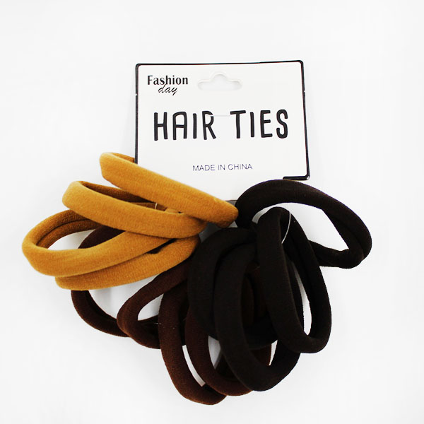 Hair Ties 6.5cm 12pc - Brown Mix image 0