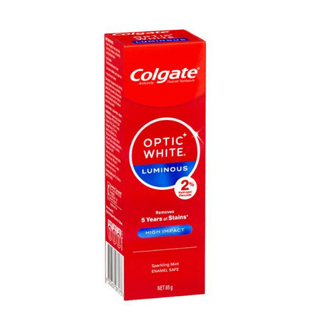 COLGATE 85g TOOTHPASTE OPTIC WHITE LUMINOUS HIGH IMPACT SPARKLING MINT image 0