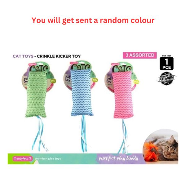 1pc Cat Crinkle Pillow Toy 3 Asst image 0