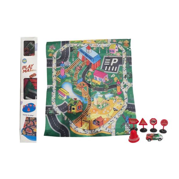 7pce City Traffic Playmat w/Acc 80x70cm image 0