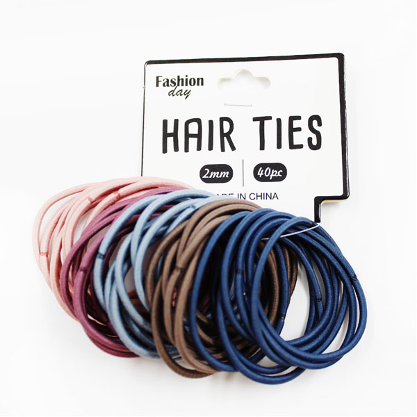 Hair Ties 2mm 40pc - Brown Mix image 0