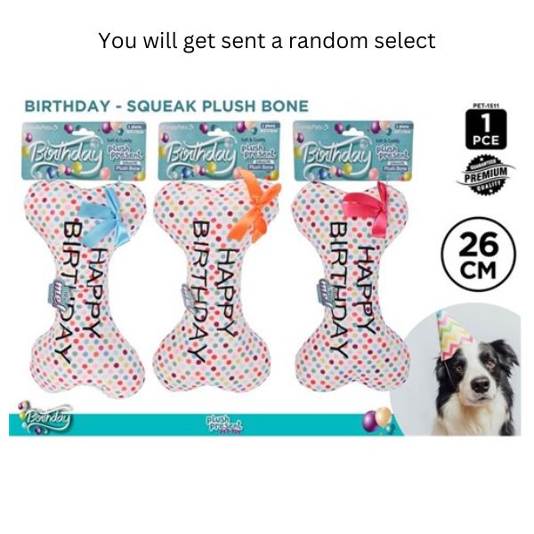1Pc Birthday Bone Plush 26Cm 3Asst image 0