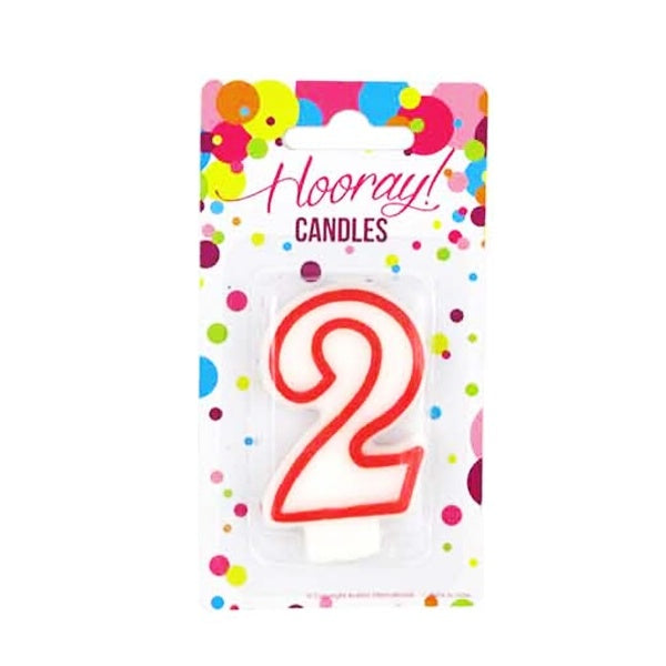 Candle Number 2 Red/White 7.5cm BC image 0