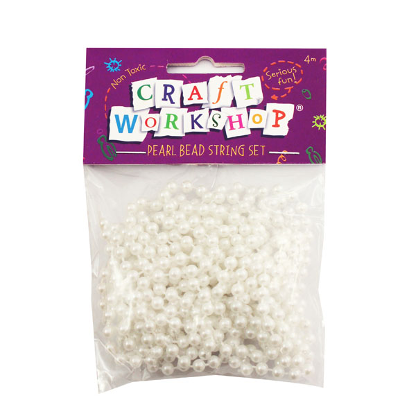 Craft White Pearl Bead String Set 4m image 0